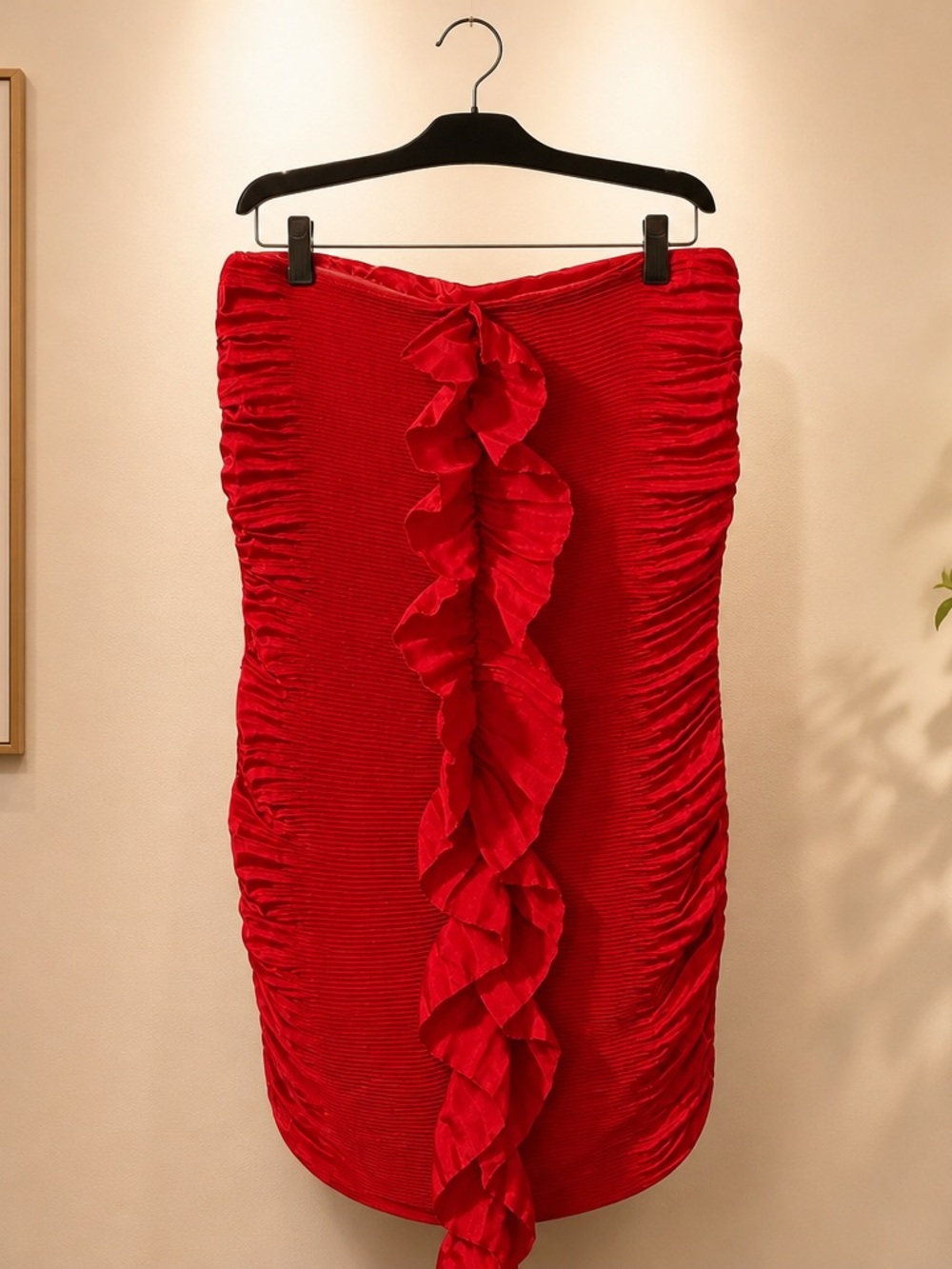 Ya Los Angeles Red Ruffle-Front Pencil Skirt